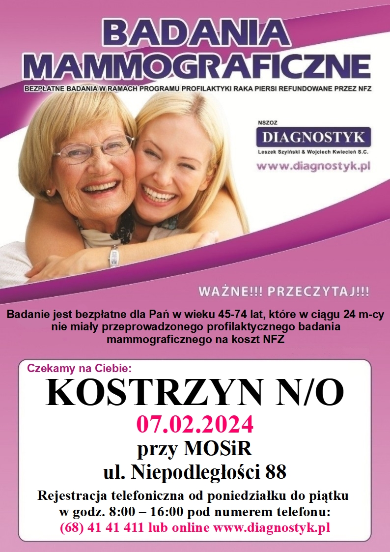 Bezpłatne badania mammograficzne